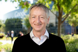 Computer scientist Geoffrey Hinton, who studies neural networks used in artificial intelligence applications, poses at Google's Mountain View, Calif, headquarters on Wednesday, March 25, 2015.