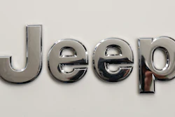 This is the Jeep logo on the front end of a Jeep Cherokee on display at the Pittsburgh International Auto Show in Pittsburgh Thursday, Feb. 11, 2016.