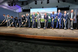 Chung Eui-sun, center left, executive chairman of Hyundai Motor Group, shakes hands with Georgia Gob. Brian Kemp as dignitaries join in for the official groundbreaking ing for the Hyundai Meta Plant, Oct. 25, 2022, in Ellabell, Ga. Hyundai and LG Energy Systems say they will build a $4.3 billion electric battery plant in Georgia. The factory would be on the site of the new electric vehicle assembly plant that Hyundai Motor Group is building near Savannah. The companies will split the investment, starting production as early as late 2025.
