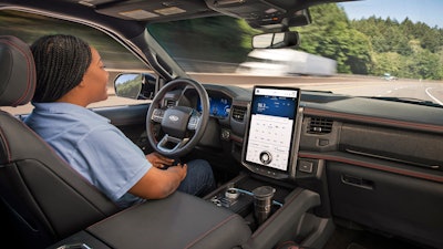 This photo provided by Ford shows the BlueCruise driver system, which gives the driver the option to go hands-free when certain conditions are met.