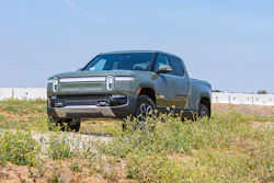 This photo provided by Rivian shows the R1T, one of the first electric pickup trucks to hit the U.S. market.