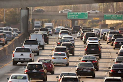 Traffic navigates Hollywood Freeway in Los Angeles, Dec. 12, 2018.