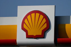 A Shell logo is displayed at a gas station in London, on March 8, 2022.