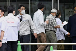 Visitors enter the venue of Toyota shareholders' meeting in Toyota city, Aichi prefecture, central Japan, Wednesday, June 14, 2023.