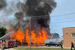 A fire at warehouse in the Northeast Industrial District, Kansas City, Mo., June 15, 2023.