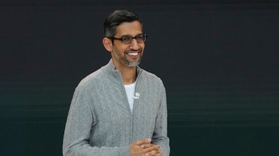 Google CEO Sundar Pichai speaks at a Google I/O event in Mountain View, Calif., Wednesday, May 10, 2023. Pichai pledged $20 million in grants on Thursday to support and expand the Consortium of Cybersecurity Clinics to introduce thousands of students to potential careers in cybersecurity, while also helping defend small government offices, rural hospitals and nonprofits from low-level hacking.