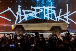 The Tesla Cybertruck is unveiled at Tesla's design studio Thursday, Nov. 21, 2019, in Hawthorne, Calif.