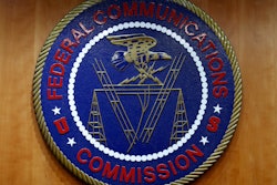 The seal of the Federal Communications Commission (FCC) is seen before an FCC meeting to vote on net neutrality in Washington, Dec. 14, 2017.