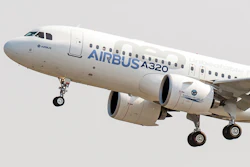 The new Airbus A320neo takes off for its first test flight at Toulouse-Blagnac airport, southwestern France, Sept. 25, 2014.