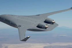 This image provided by the U.S. Air Force shows a rendering of a blended-wing body prototype aircraft.