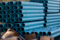 Drainage pipe is stacked at a construction site for a housing development on Oct. 19, 2017 in Jackson Township, outside Zelienople, Pa.