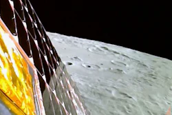 This image from video provided by the Indian Space Research Organisation shows the surface of the moon as the Chandrayaan-3 spacecraft prepares for landing on Wednesday, Aug. 23, 2023.