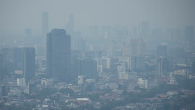 Haze blankets the main business district in Jakarta, Indonesia, Aug. 11, 2023.