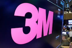 The logo for 3M appears on a screen above the trading floor of the New York Stock Exchange, Oct. 24, 2017.