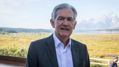 Federal Reserve Chairman Jerome Powell outside Jackson Lake Lodge during the Jackson Hole Economic Symposium, Grand Teton National Park, Wyo., Aug. 25, 2023.