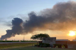 A plume of smoke drifts from the Marathon Petroleum refinery in Garyville, La., toward the Southeast Louisiana War Veterans Home in nearby Reserve, La.,. Friday, Aug. 25, 2023.