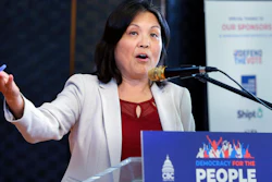 Julie Su, Acting Labor Secretary, speaks during an impromptu appearance at the 'Democracy for the People' tour Wednesday, July 28, 2023, in Houston.