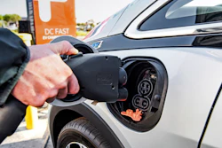 This photo provided by General Motors shows the combined charging system or CCS plug.