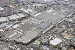 This aerial photo shows Toyota's Motomachi plant on March 1, 2022, in Toyota, central Japan.