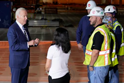 President Joe Biden tours the building site for a new computer chip plant for Taiwan Semiconductor Manufacturing Company, Tuesday, Dec. 6, 2022, in Phoenix.