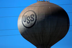 A water tower at United States Steel Corp.'s Edgar Thomson Plant in Braddock, Pa., is seen, Thursday, May 7, 2020.