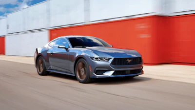 This photo provided by Ford shows the 2024 Ford Mustang in EcoBoost trim. It is a muscle car with a powerful turbo four-cylinder engine. The V8 models are great, but they're significantly more expensive.
