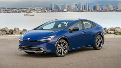 This photo provided by Toyota shows the 2023 Toyota Prius. The latest generation has sleek styling and much-improved acceleration to go along with its stellar fuel economy of up to an EPA-estimated 57 mpg.