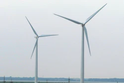 Land-based wind turbines in Atlantic City, N.J., turn on July 20, 2023.