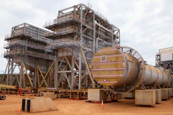 A Chevron LNG processing plant is under construction on Barrow Island, Western Australia, April 11, 2016.