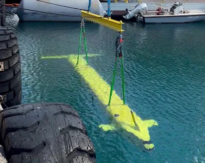 Initial in-water testing including cycling of controls surfaces, activating thrusters, and measuring buoyancy.