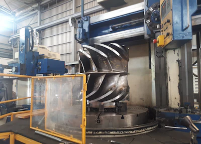 Machining of the repaired turbine tips.