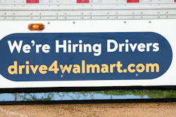 An ad for drivers is displayed on a Walmart truck in Richland, Miss., Wednesday, Sept. 6, 2023. On Thursday, the Labor Department reports on the number of people who applied for unemployment benefits last week.