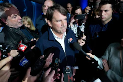 Jim Farley, President and Chief Executive Officer, Ford Motor Company speaks to reporters about the UAW contract talks at the North American International Auto Show in Detroit, Wednesday, Sept. 13, 2023.
