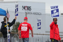 United Auto Workers union members strike for improved compensation outside of the Stellantis Toledo Assembly Complex on Thursday, Sept. 28, 2023 in Toledo, Ohio.