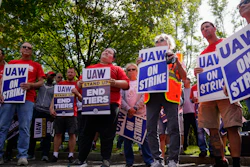 United Auto Workers members and supporters picket outside a General Motors facility in Langhorne, Pa., Friday, Sept. 22, 2023.