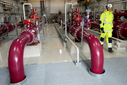 A compression station of the Baltic Connector marine gas pipeline is pictured in Inkoo, Finland, Nov. 5, 2019.