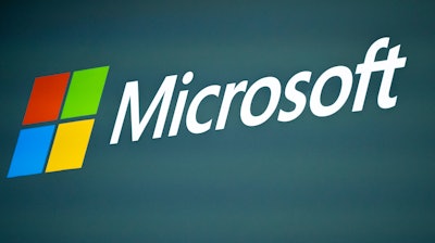 The Microsoft logo is pictured at the Mobile World Congress 2023 in Barcelona, Spain, on March 2, 2023.