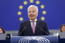 European Commissioner for Justice Didier Reynders delivers a speech on the electoral law, the investigative committee and the rule of law in Poland, Wednesday, June 14, 2023 at the European Parliament in Strasbourg, eastern France.