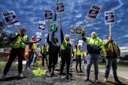 UAW local 862 members strike outside of Ford's Kentucky Truck Plant in Louisville, Ky. on Thursday, Oct. 12, 2023.