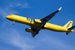 A Spirit Airlines jet approaches Philadelphia International Airport in Philadelphia, Feb. 24, 2021.