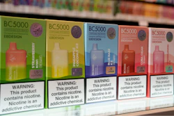 Varieties of disposable flavored electronic cigarette devices manufactured by EB Design, formerly known as Elf Bar, are displayed at a store in Pinecrest, Fla., Monday, June 26, 2023.
