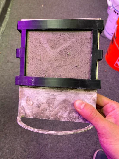 The fuel cell, covered in dirt after being extracted from the ground for studies.