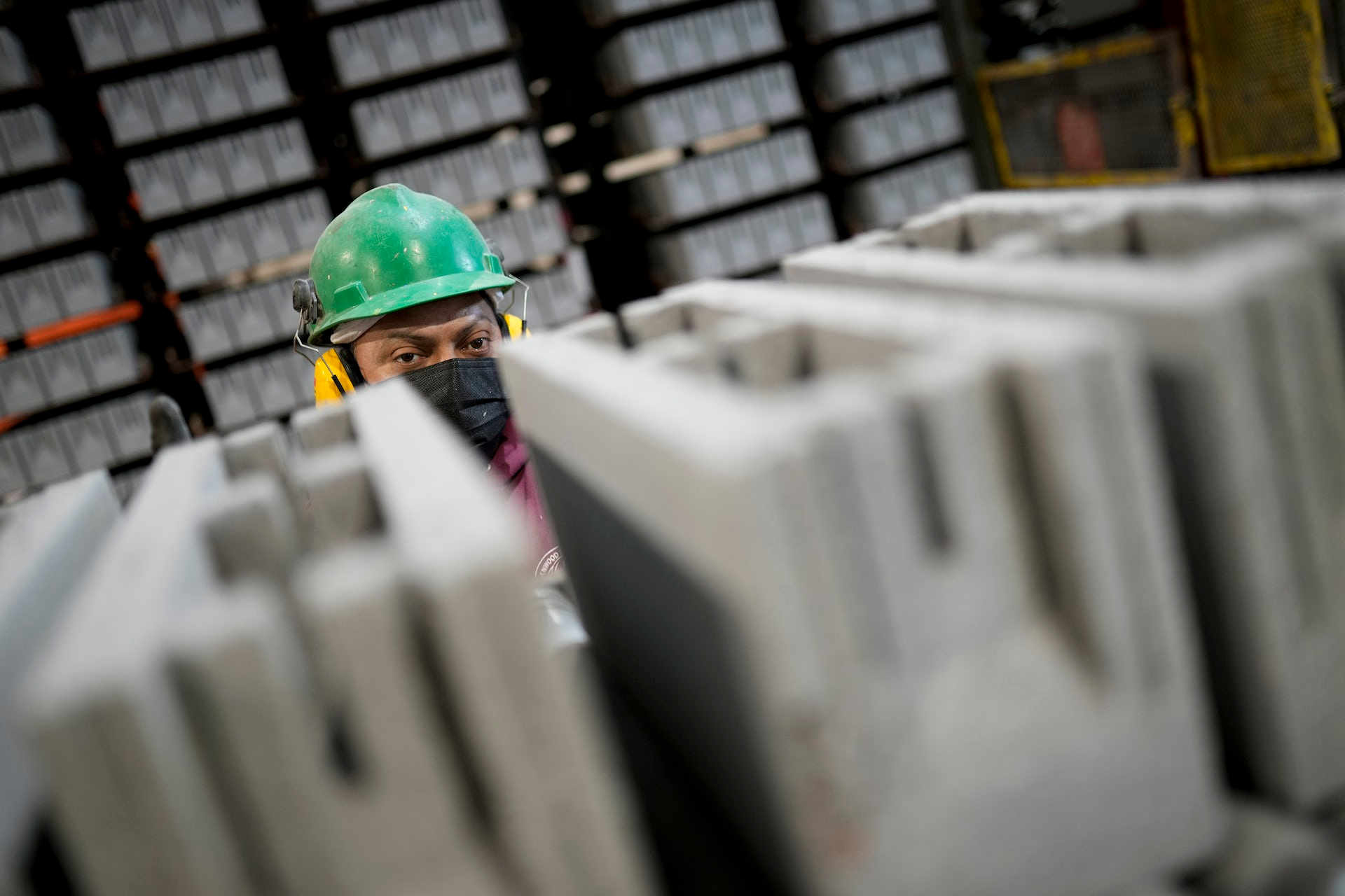 Producing concrete blocks with captured carbon, like these in Brooklyn, NY., has both economic and climate benefits.