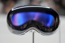 The Apple Vision Pro headset is displayed in a showroom on the Apple campus after it's unveiling on June 5, 2023, in Cupertino, Calif.