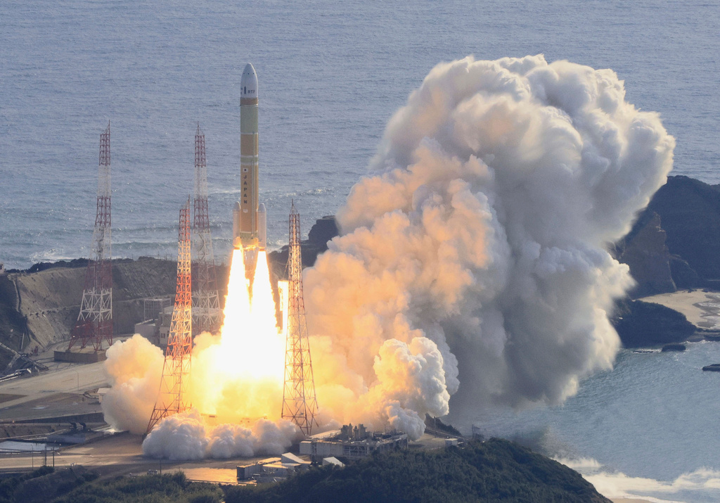 An H3 rocket lifts off at Tanegashima Space Center in Kagoshima, southern Japan Saturday, Feb. 17, 2024.