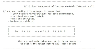 Dark Angels Ransom Note