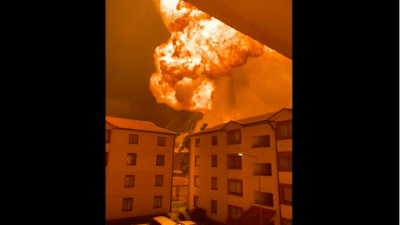This grab taken from video provided by Philip Awinyo Jeremiah shows a fireball after a vehicle loaded with gas which exploded, in Nairobi, Kenya, Friday, Feb. 2, 2024.
