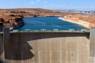 The Glen Canyon Dam is seen, Aug. 21, 2019, in Page, Ariz.
