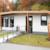 The University of Maine's first 3D printed home sits on Oct. 12, 2023, in Orono, Maine.