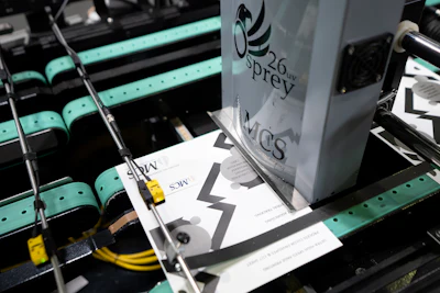 The MCS Osprey inkjet system offers high-speed production and stitch-less high-quality graphics.
